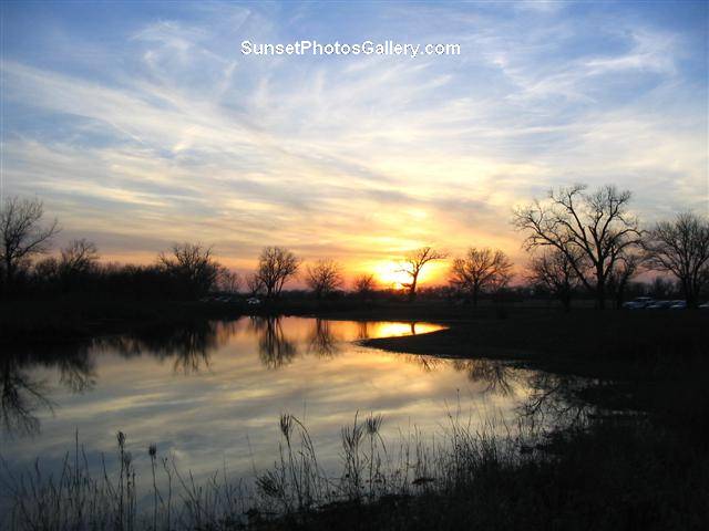 Midwest Sunset over small rural lake - variety of blue & orange colors - Sunset Photos Gallery