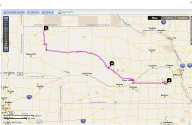 Map Scenic Route - most off Interstate