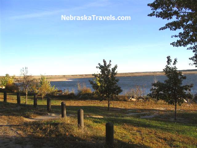 Calamus Reservoir Picnic Area + view of the Dam - near Burwell in Nebraska Sandhills