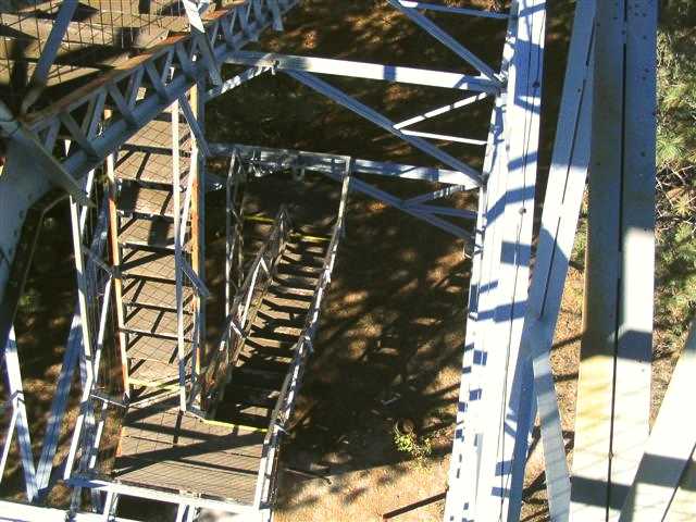 Fire Lookout Tower stairs down from top - Halsey Nebraska National Forest 
