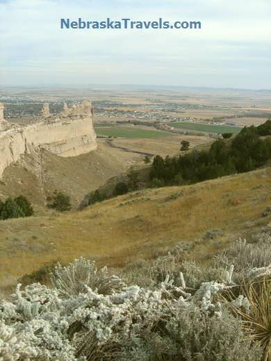Approaching Scotts Bluff National Monument from the east on Hwy 92 west of Gering, Nebraska