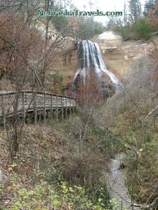 Smith Falls - Tallest Waterfall in Nebraska - with boardwalk to waterfall and stream near Nioabrara River